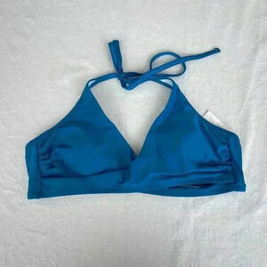 NEW Cupshe Bikini Top Size M Blue Wrap Front Halter Swimsuit